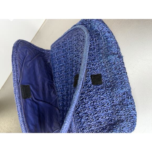 Vintage Gloria Astor Woven Wristlet Clutch Envelope Flap Crochet Purse 70s Blue - Picture 3 of 7